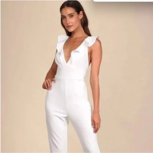 Lulus Leilani White Ruffled Jumpsuit - Picture 1 of 4